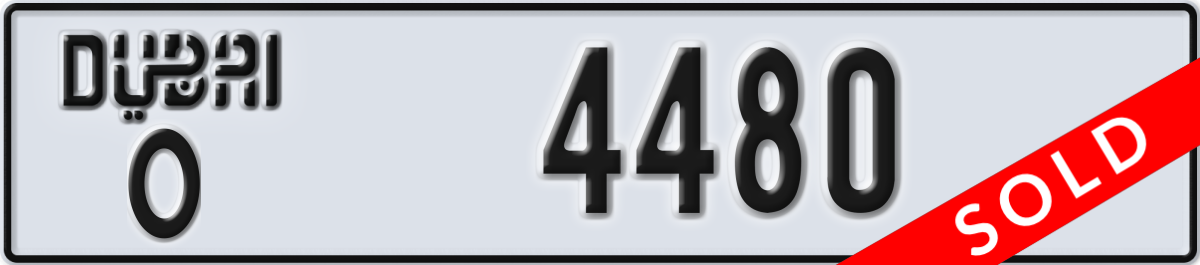 dubai License Plate Number 4480 Code O