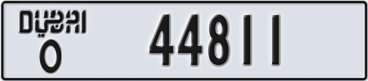 dubai License Plate Number 44811 Code O