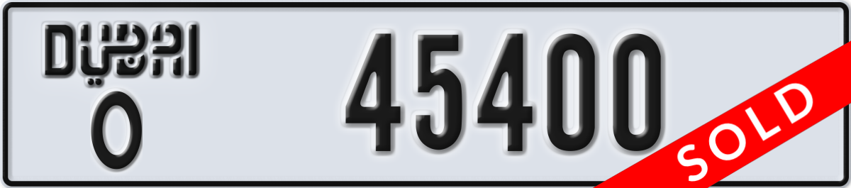 dubai License Plate Number 45400 Code O