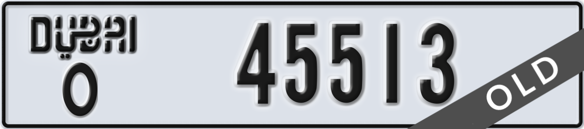 dubai License Plate Number 45513 Code O