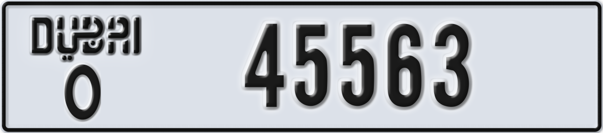 dubai License Plate Number 45563 Code O