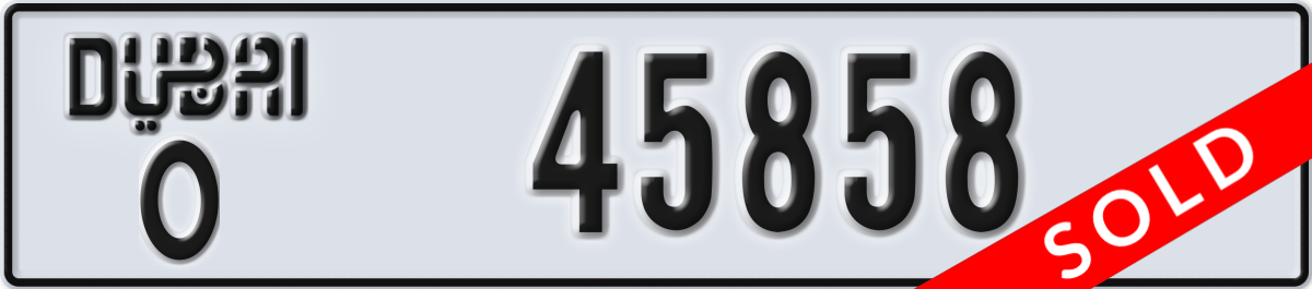 dubai License Plate Number 45858 Code O