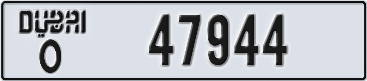 dubai License Plate Number 47944 Code O