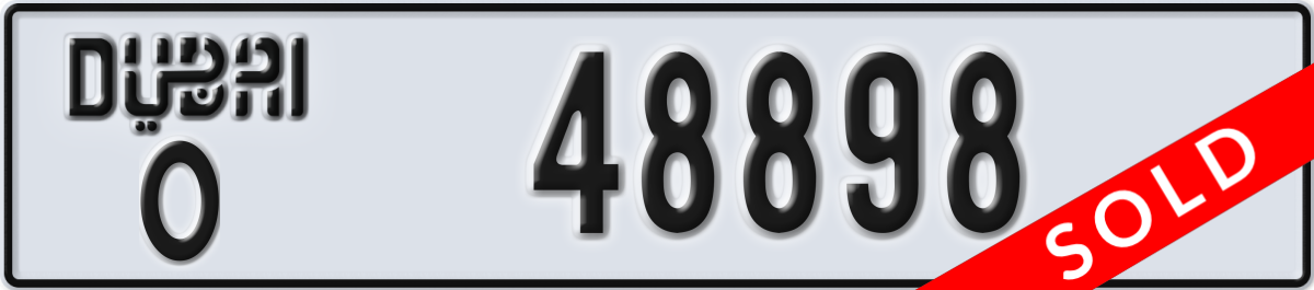 dubai License Plate Number 48898 Code O