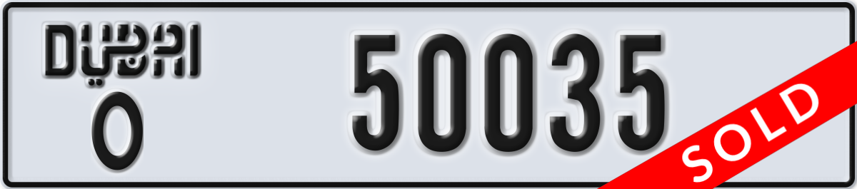 dubai License Plate Number 50035 Code O