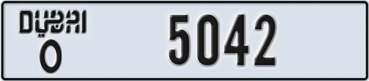 dubai License Plate Number 5042 Code O