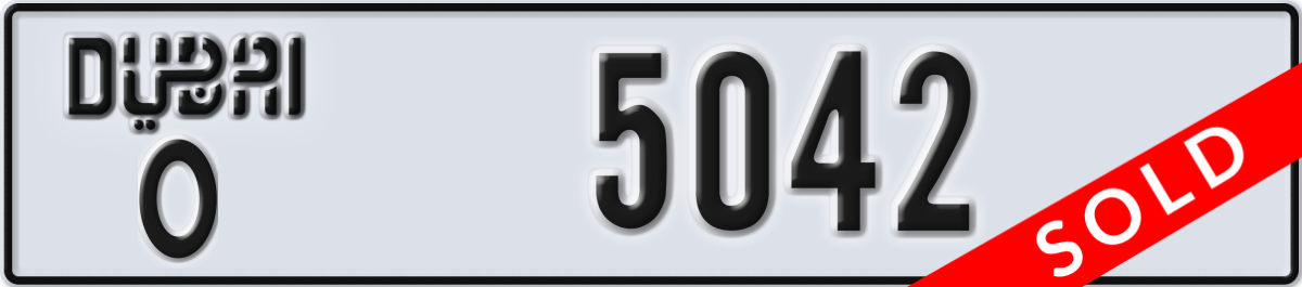 dubai License Plate Number 5042 Code O