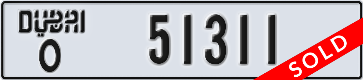 dubai License Plate Number 51311 Code O