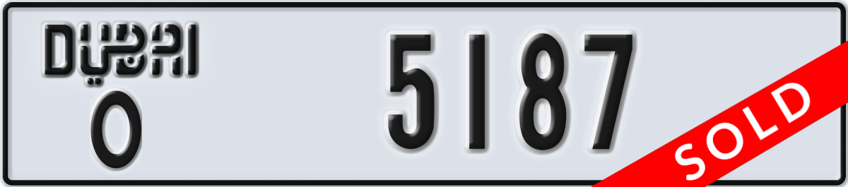 dubai License Plate Number 5187 Code O