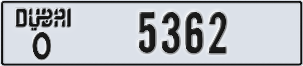 dubai License Plate Number 5362 Code O