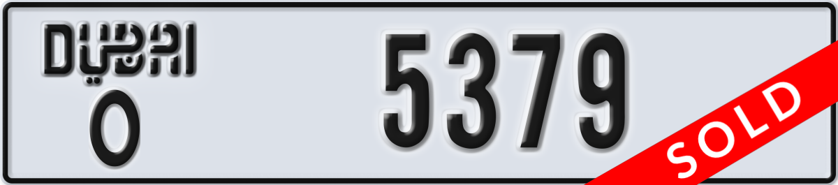 dubai License Plate Number 5379 Code O
