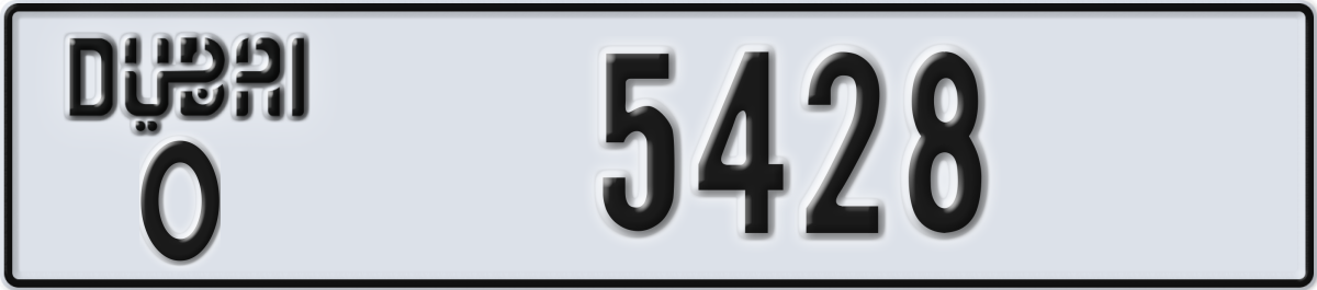 dubai License Plate Number 5428 Code O