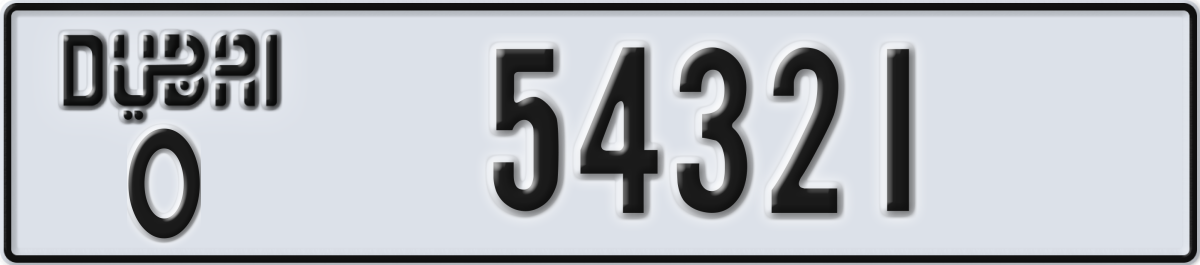dubai License Plate Number 54321 Code O