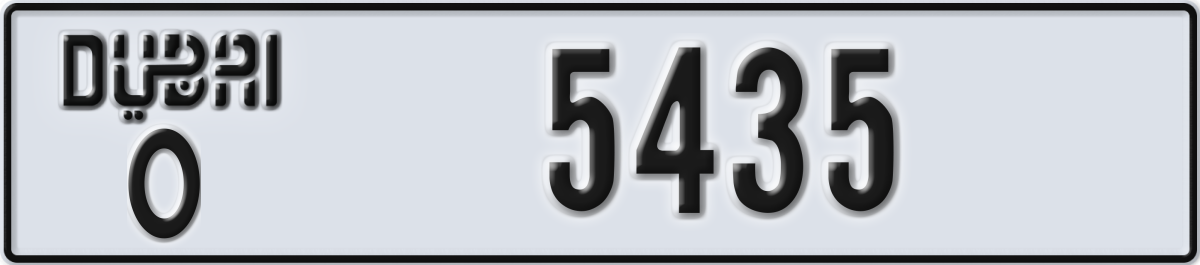 dubai License Plate Number 5435 Code O