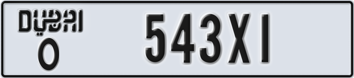 dubai License Plate Number 543X1 Code O