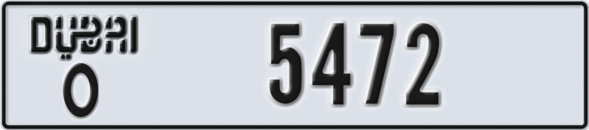 dubai License Plate Number 5472 Code O
