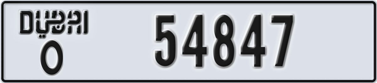 dubai License Plate Number 54847 Code O