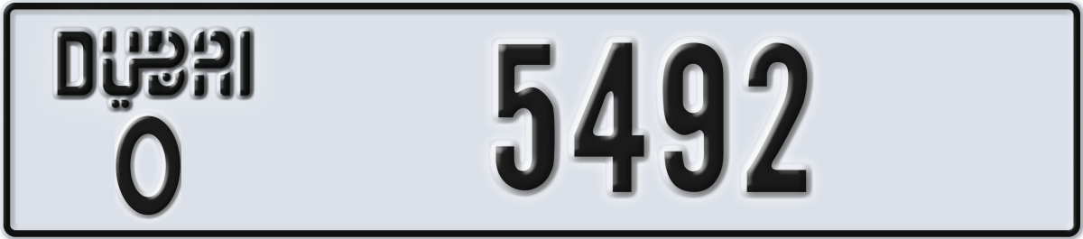 dubai License Plate Number 5492 Code O