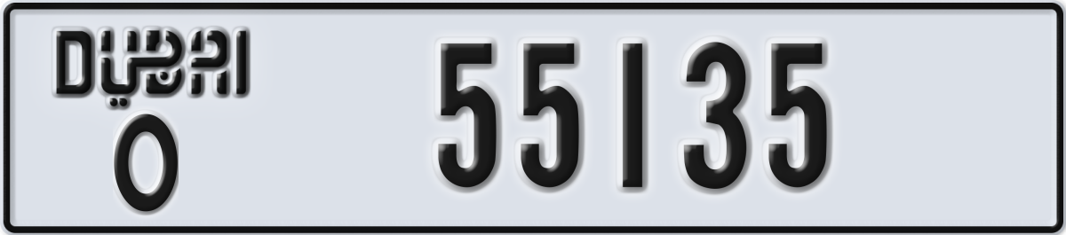 dubai License Plate Number 55135 Code O