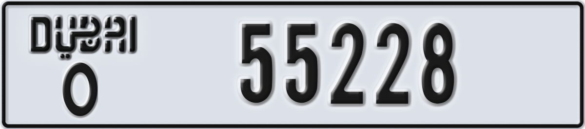 dubai License Plate Number 55228 Code O