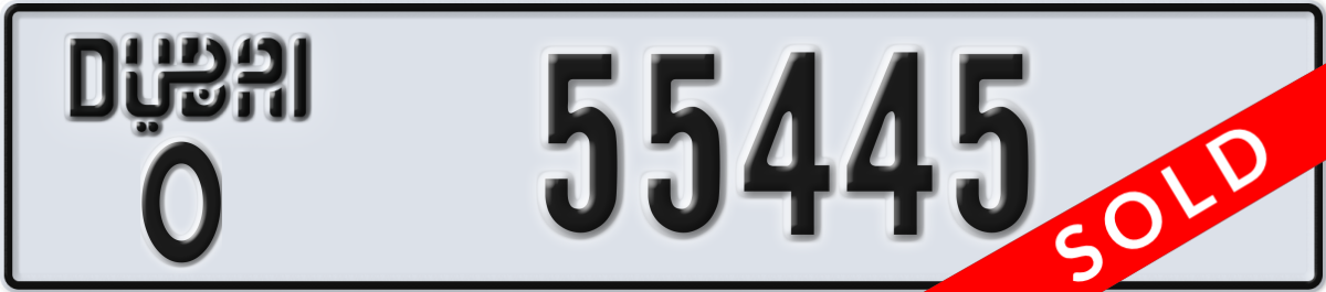 dubai License Plate Number 55445 Code O