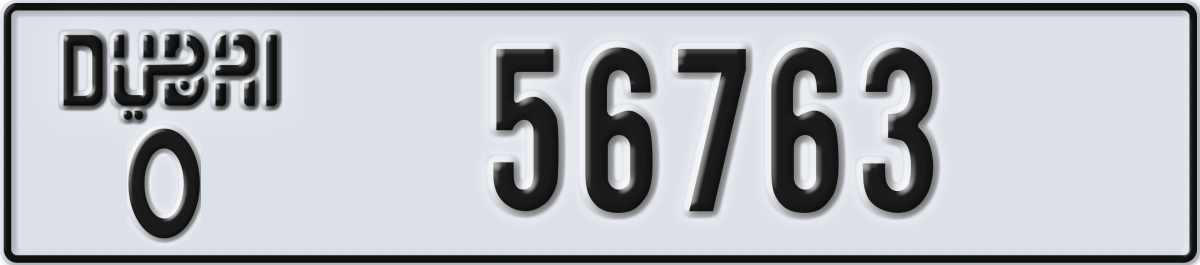dubai License Plate Number 56763 Code O