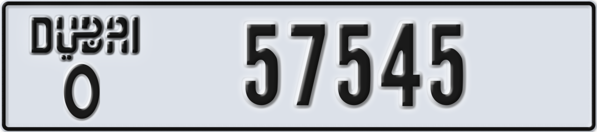 dubai License Plate Number 57545 Code O