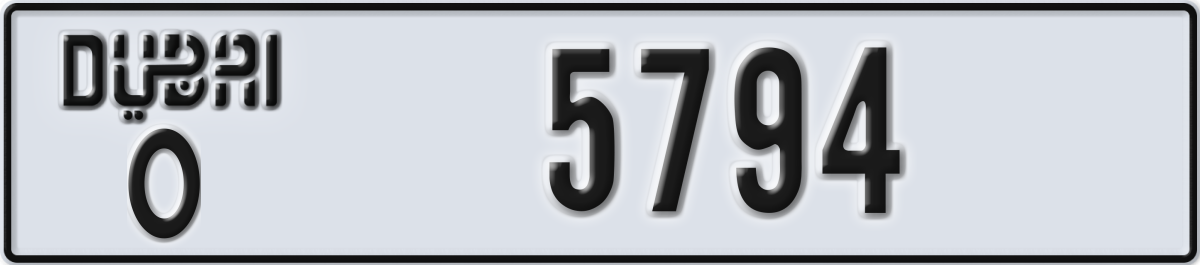 dubai License Plate Number 5794 Code O