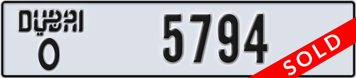 dubai License Plate Number 5794 Code O