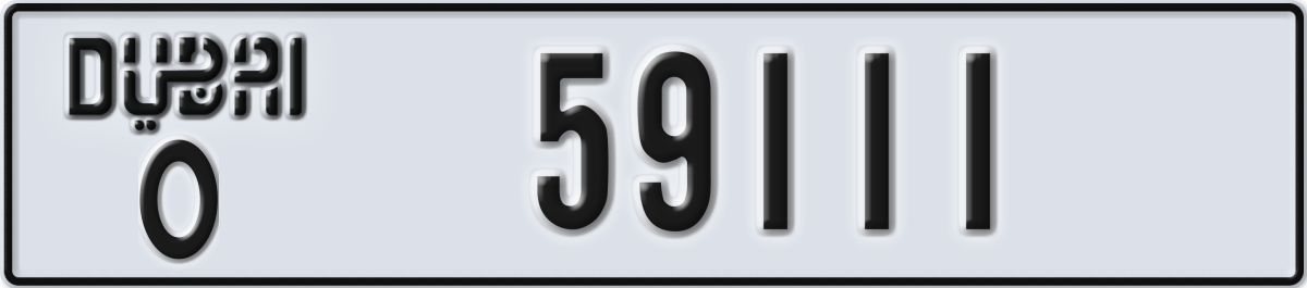 dubai License Plate Number 59111 Code O