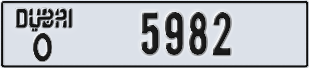 dubai License Plate Number 5982 Code O