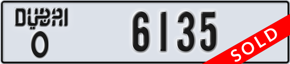 dubai License Plate Number 6135 Code O