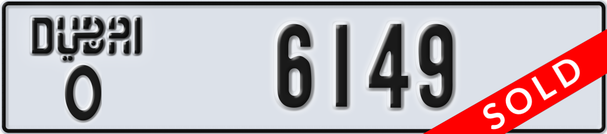 dubai License Plate Number 6149 Code O