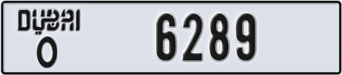 dubai License Plate Number 6289 Code O