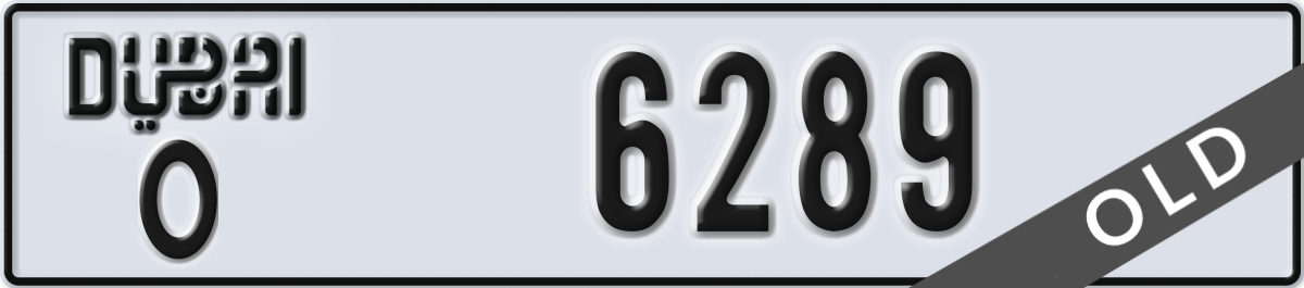 dubai License Plate Number 6289 Code O