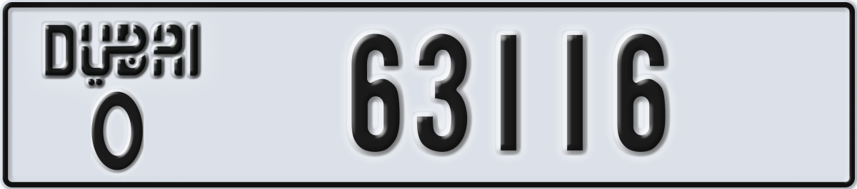dubai License Plate Number 63116 Code O