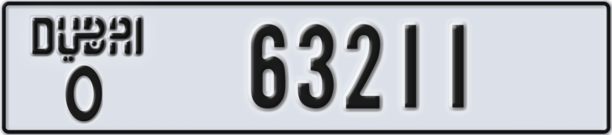 dubai License Plate Number 63211 Code O
