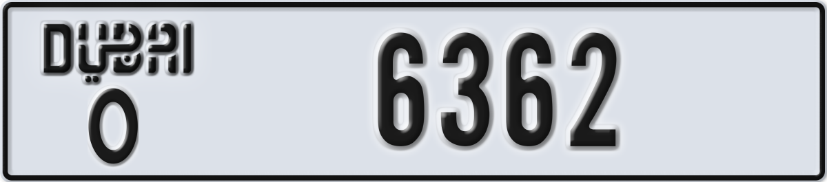 dubai License Plate Number 6362 Code O