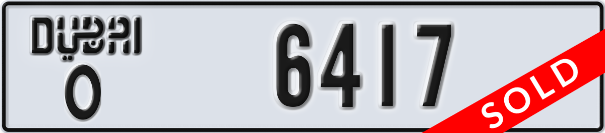dubai License Plate Number 6417 Code O