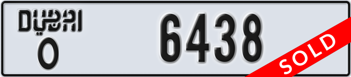 dubai License Plate Number 6438 Code O