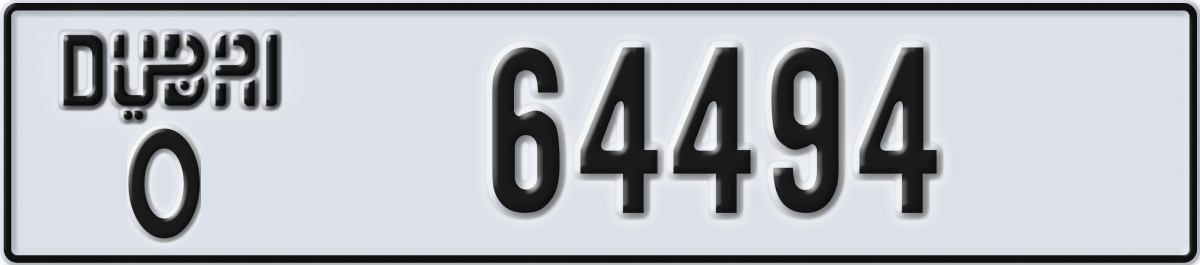 dubai License Plate Number 64494 Code O