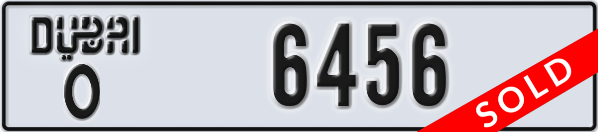 dubai License Plate Number 6456 Code O