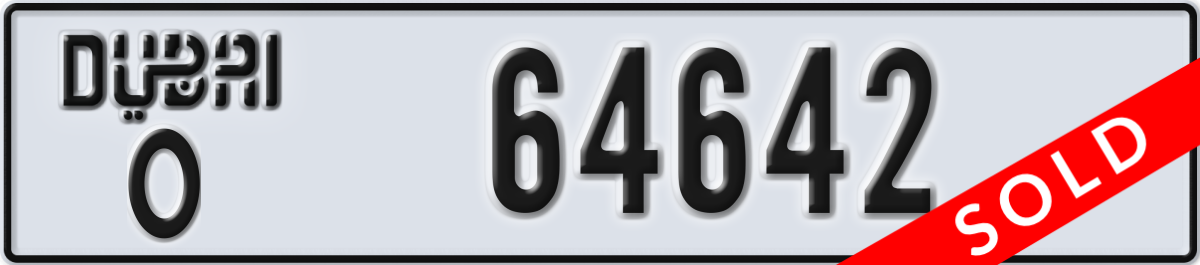 dubai License Plate Number 64642 Code O
