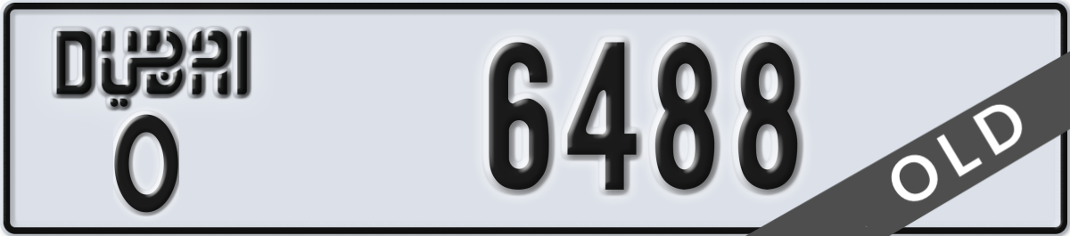 dubai License Plate Number 6488 Code O