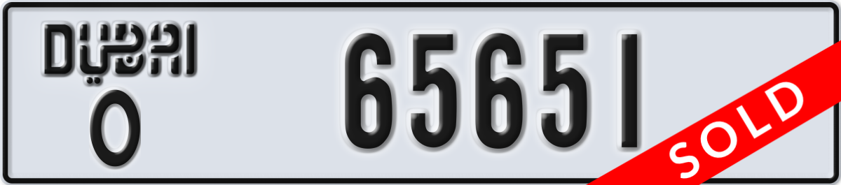 dubai License Plate Number 65651 Code O