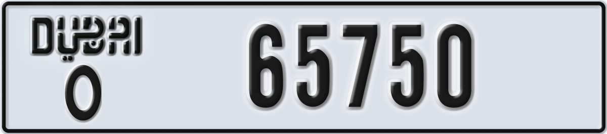 dubai License Plate Number 65750 Code O