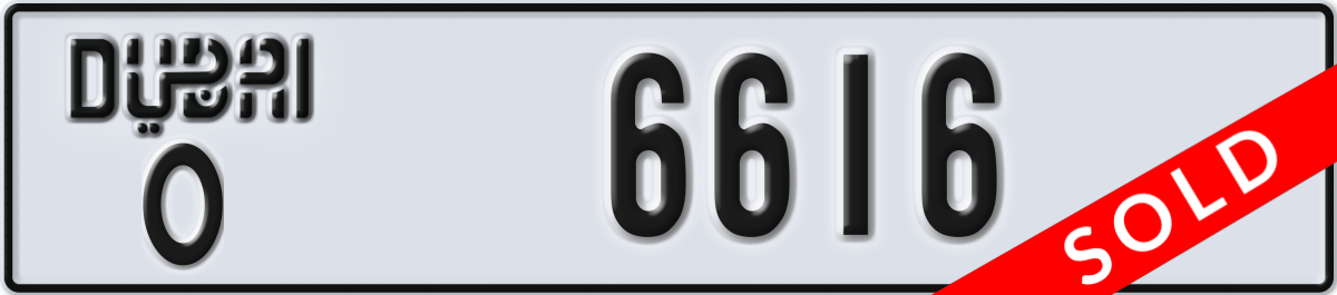 dubai License Plate Number 6616 Code O