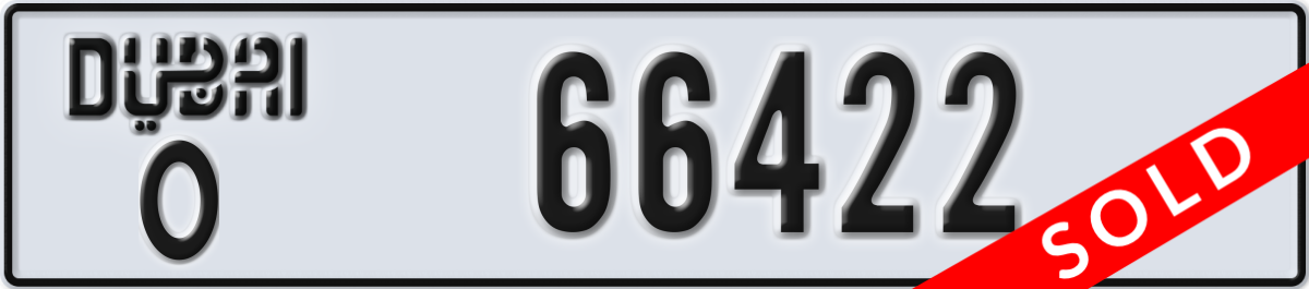 dubai License Plate Number 66422 Code O