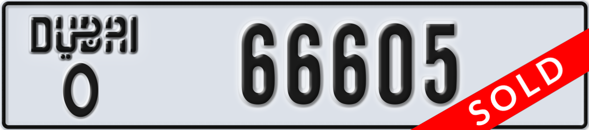 dubai License Plate Number 66605 Code O