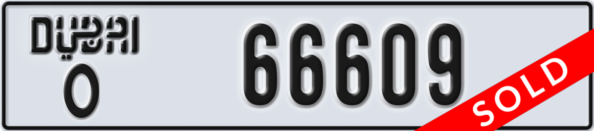 dubai License Plate Number 66609 Code O